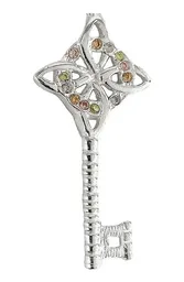 Dije Llave Nudo Bruja Celta Plata 925 Zirconia Champagne - Imagen 3