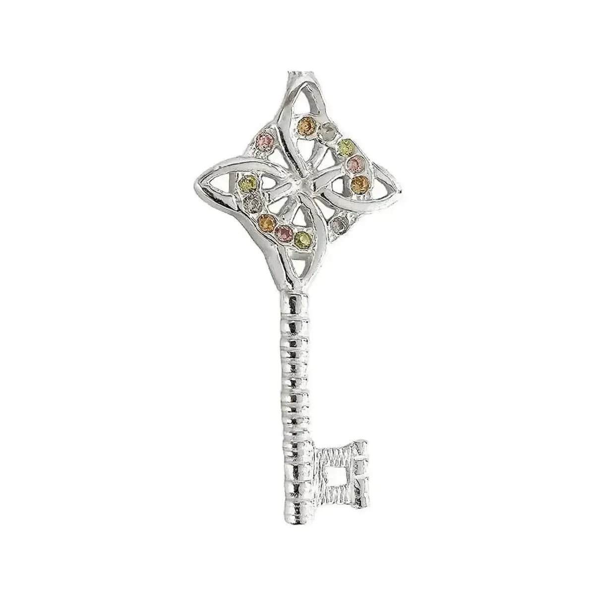 Dije Llave Nudo Bruja Celta Plata 925 Zirconia Champagne - Imagen 3