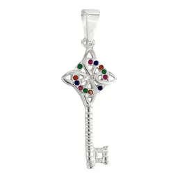 Dije Llave Nudo Bruja Celta Plata 925 con Zirconia Multicolor - Imagen 1