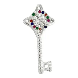 Dije Llave Nudo Bruja Celta Plata 925 con Zirconia Multicolor - Imagen 3