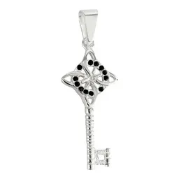 Dije Llave Nudo Bruja Celta Plata 925 Zirconia Negra Artesanal - Imagen 1