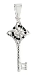 Dije Llave Nudo Bruja Celta Plata 925 Zirconia Negra Artesanal - Imagen 1