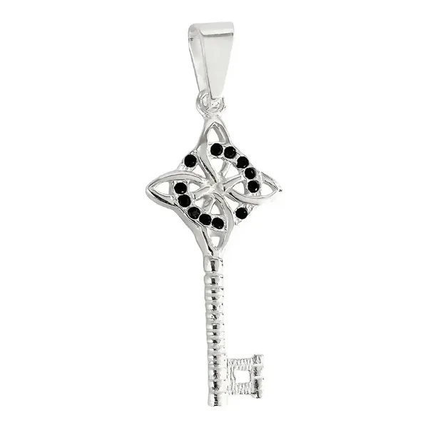 Dije Llave Nudo Bruja Celta Plata 925 Zirconia Negra Artesanal - Imagen 1