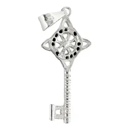 Dije Llave Nudo Bruja Celta Plata 925 Zirconia Negra Artesanal - Imagen 2