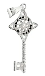 Dije Llave Nudo Bruja Celta Plata 925 Zirconia Negra Artesanal - Imagen 2