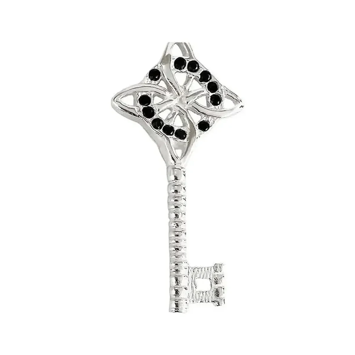Dije Llave Nudo Bruja Celta Plata 925 Zirconia Negra Artesanal - Imagen 3