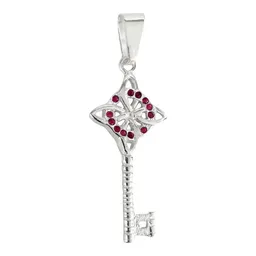 Dije Llave Nudo Bruja Celta Plata 925 Zirconia Rosa - Imagen 1