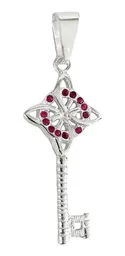 Dije Llave Nudo Bruja Celta Plata 925 Zirconia Rosa - Imagen 1