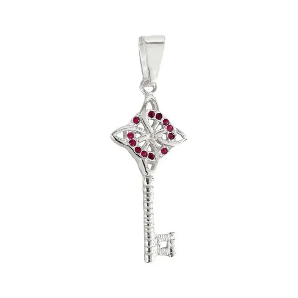 Dije Llave Nudo Bruja Celta Plata 925 Zirconia Rosa - Imagen 1