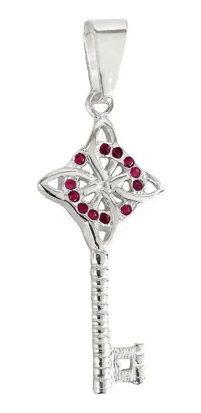 Dije Llave Nudo Bruja Celta Plata 925 Zirconia Rosa - Imagen 1