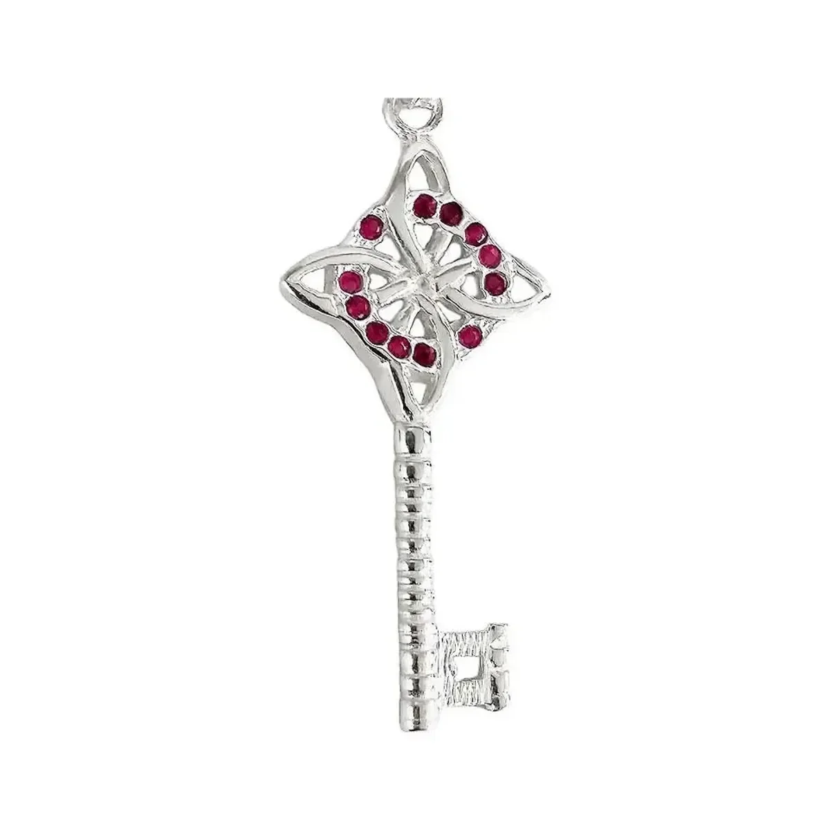 Dije Llave Nudo Bruja Celta Plata 925 Zirconia Rosa - Imagen 3