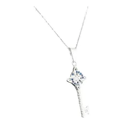 Dije Llave Nudo Bruja Plata Ley 925 con Zirconia Azul y Cadena - Imagen 3