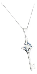 Dije Llave Nudo Bruja Plata Ley 925 con Zirconia Azul y Cadena - Imagen 3