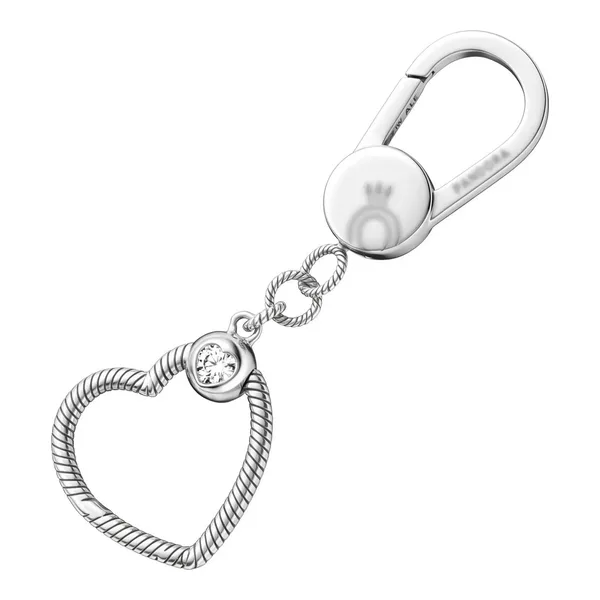 Dije Llavero Porta Charms Corazón de Plata .925 75x26 mm - Imagen 1