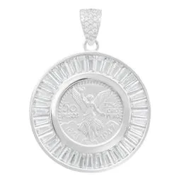Dije Medalla Ángel Centenario Plata 925 con Bisel de Zirconias Blancas - Imagen 1
