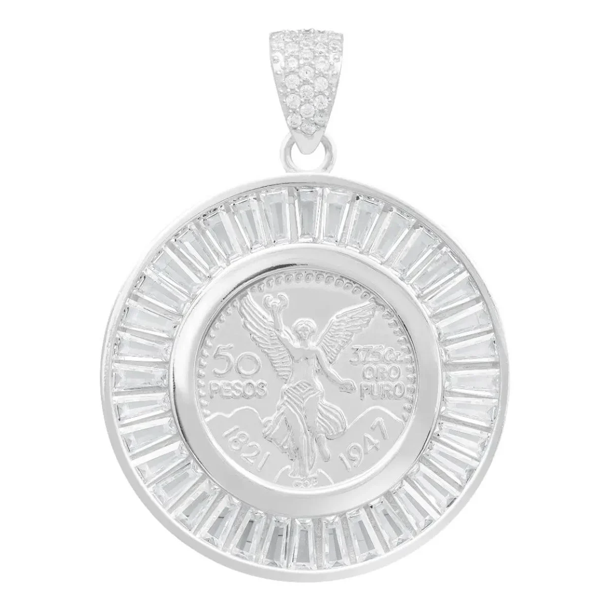 Dije Medalla Ángel Centenario Plata 925 con Zirconias - Joyería fina artesanal mexicana Joyaris