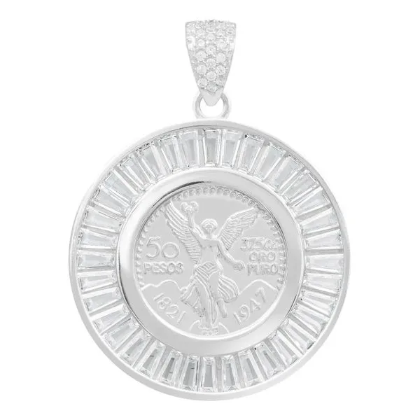 Dije Medalla Ángel Centenario Plata 925 con Bisel de Zirconias Blancas - Imagen 1