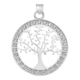 Dije Medalla Árbol de Vida Plata 925 con Zirconia Transparente - Imagen 1