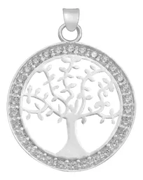 Dije Medalla Árbol de Vida Plata 925 con Zirconia Transparente - Imagen 1