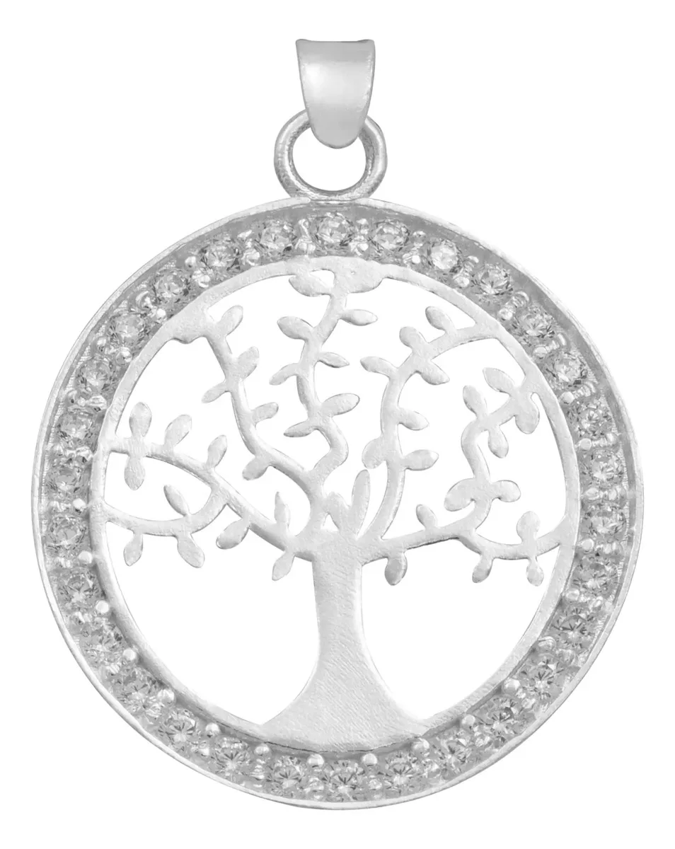 Dije Medalla Árbol de Vida en Plata .925 con Zirconia transparente. Joyería para mujer artesanal hecha en México, amuleto de
