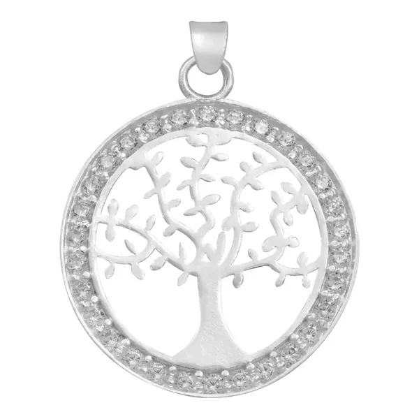 Dije Medalla Árbol de Vida Plata 925 con Zirconia Transparente - Imagen 1