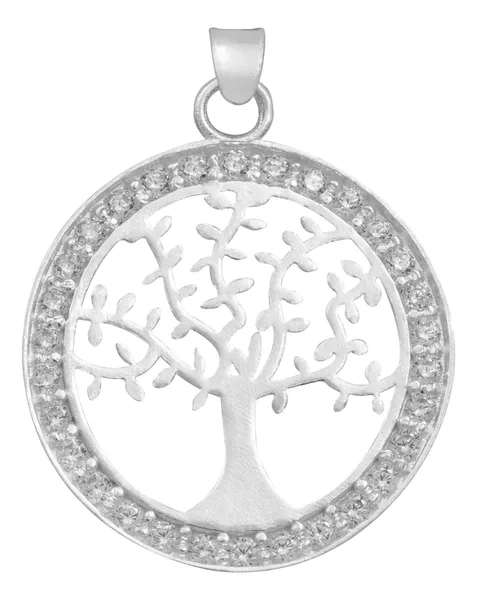 Dije Medalla Árbol de Vida Plata 925 con Zirconia Transparente - Imagen 1