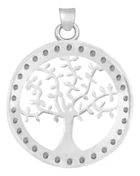 Dije Medalla Árbol de Vida Plata 925 con Zirconia Transparente - Imagen 2