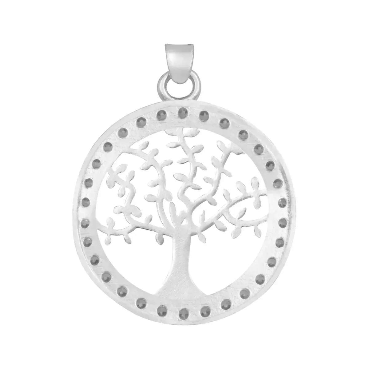 Dije Medalla Árbol de Vida Plata 925 con Zirconia Transparente - Imagen 2