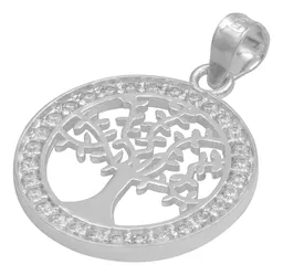 Dije Medalla Árbol de Vida Plata 925 con Zirconia Transparente - Imagen 4