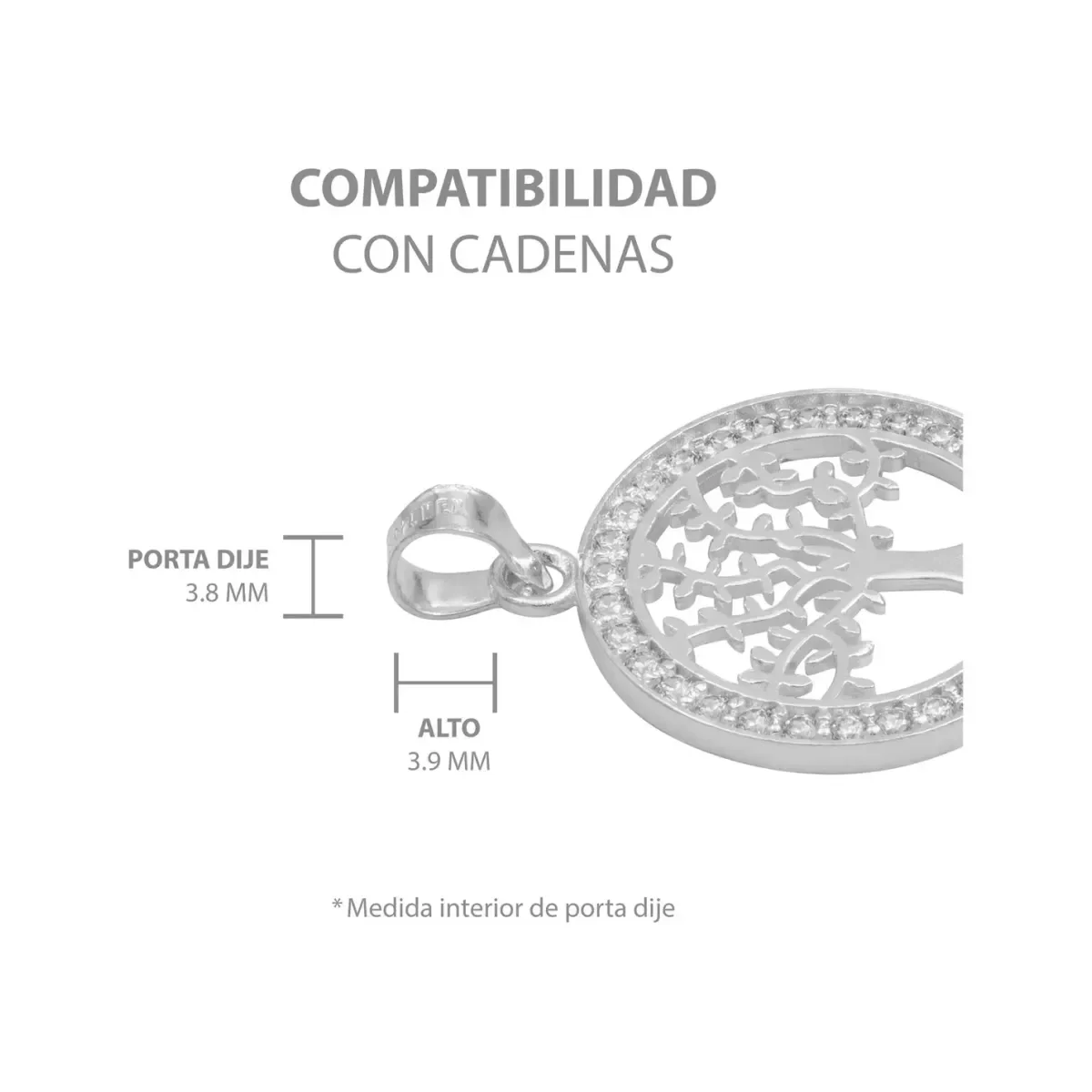 Dije Medalla Árbol de Vida Plata 925 con Zirconia Transparente - Imagen 6