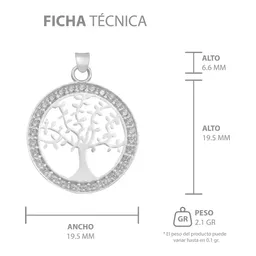 Dije Medalla Árbol de Vida Plata 925 con Zirconia Transparente - Imagen 7