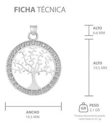Dije Medalla Árbol de Vida Plata 925 con Zirconia Transparente - Imagen 7