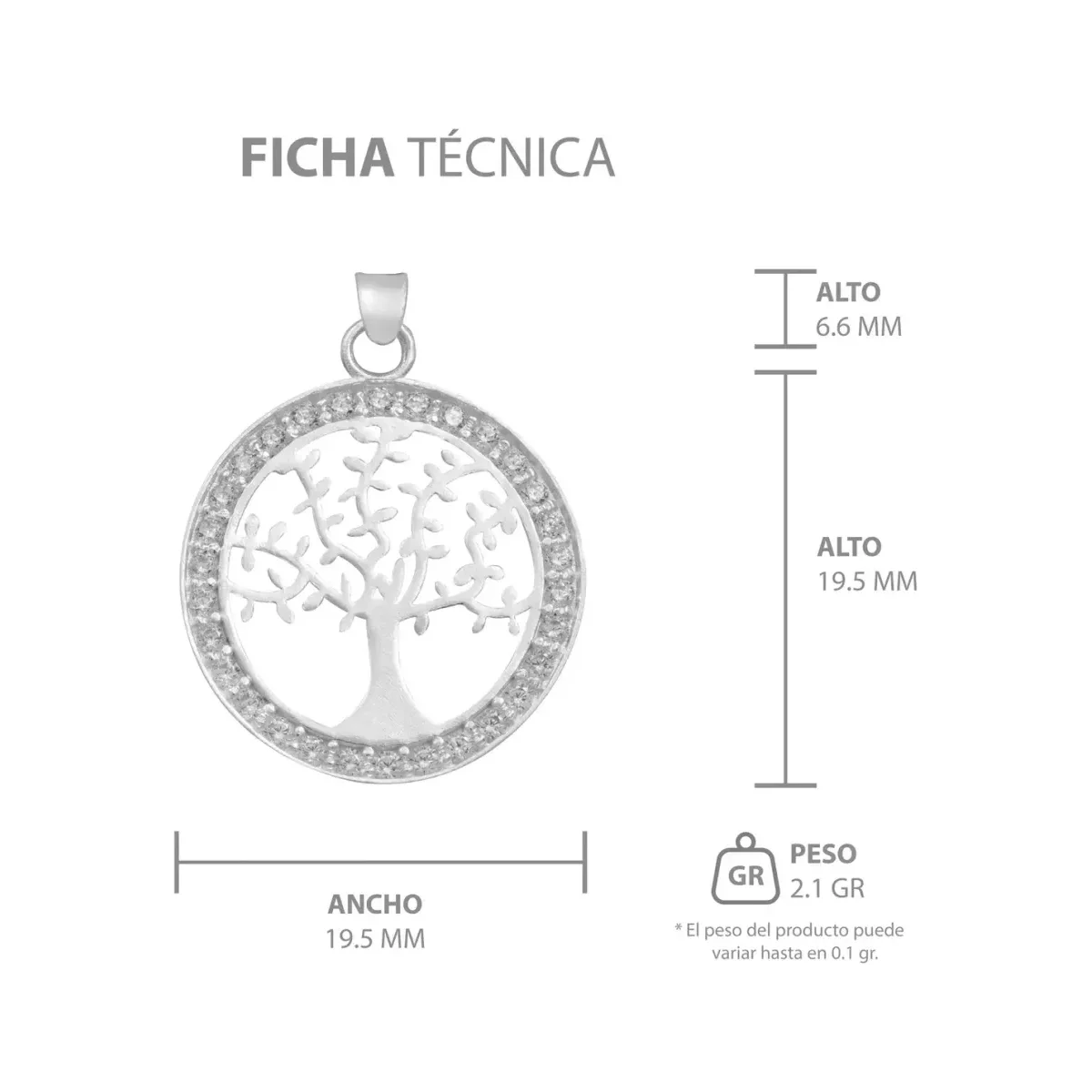 Dije Medalla Árbol de Vida Plata 925 con Zirconia Transparente - Imagen 7
