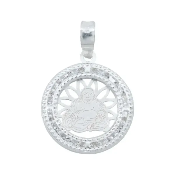 Dije Medalla Buda Plata 925 con Zirconia para Hombre - Imagen 1