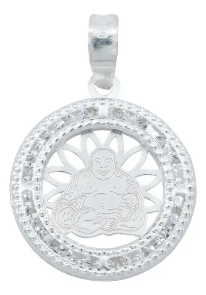 Dije Medalla Buda Plata 925 con Zirconia para Hombre - Imagen 1