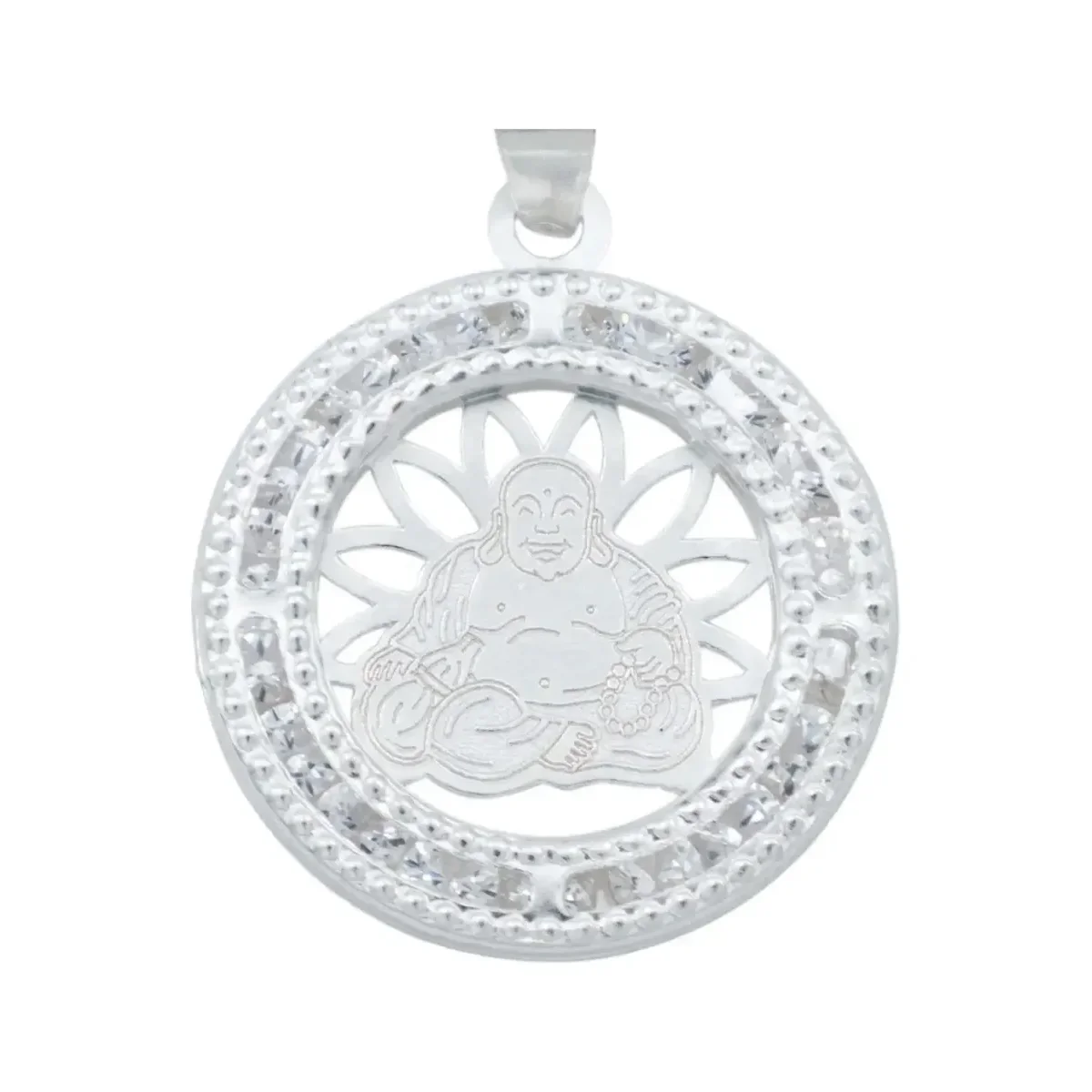 Dije Medalla Buda Plata 925 con Zirconia para Hombre - Imagen 2