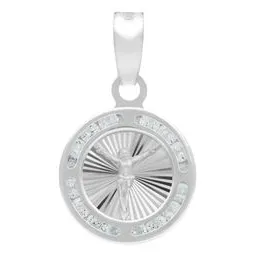 Dije Medalla Cristo Crucificado Plata 925 con Zirconia - Imagen 1