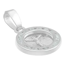 Dije Medalla Cristo Crucificado Plata 925 con Zirconia - Imagen 3