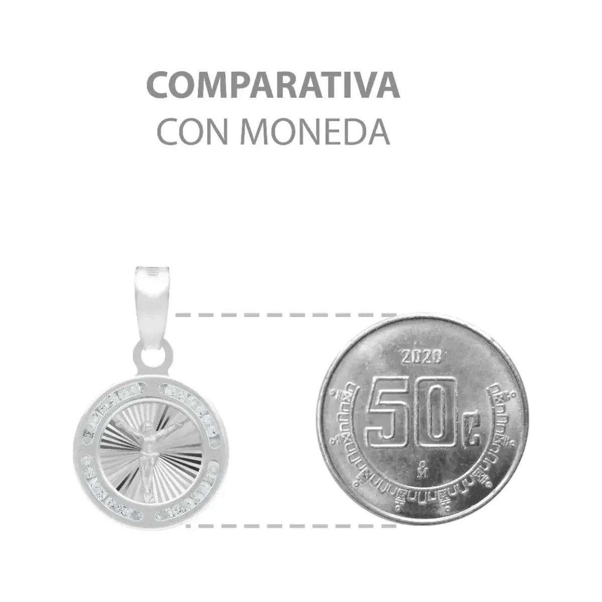 Dije Medalla Cristo Crucificado Plata 925 con Zirconia - Imagen 8