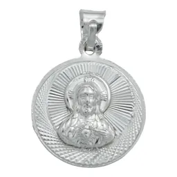 Dije Medalla Doble Vista Virgen Sagrado Corazón Plata Ley .925 - Imagen 2