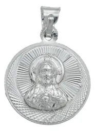 Dije Medalla Doble Vista Virgen Sagrado Corazón Plata Ley .925 - Imagen 2