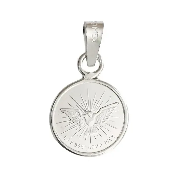 Dije Medalla Espíritu Santo Plata 999 Religiosa Artesanal Unisex - Imagen 1