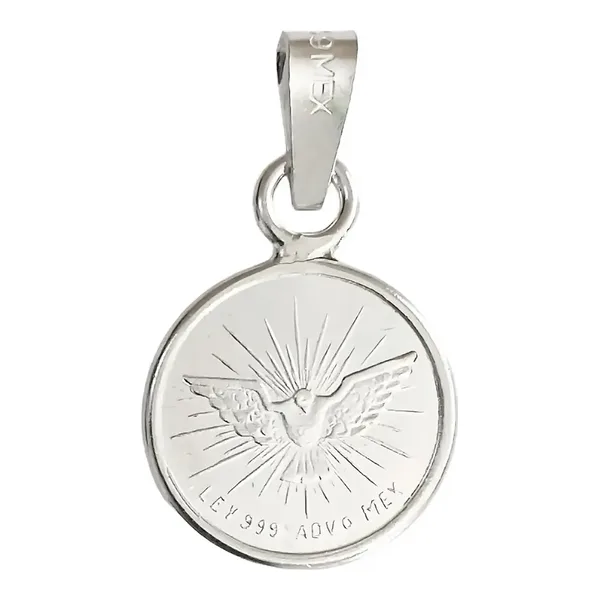 Dije Medalla Espíritu Santo Plata 999 Religiosa Artesanal Unisex - Imagen 1