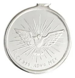 Dije Medalla Espíritu Santo Plata 999 Religiosa Artesanal Unisex - Imagen 3