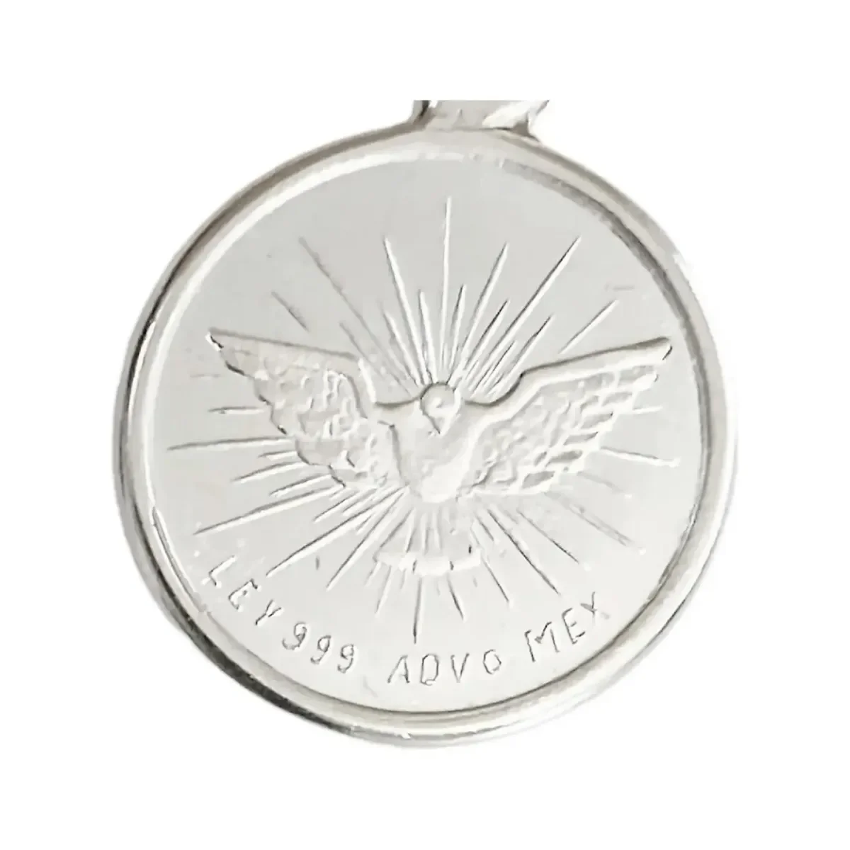 Dije Medalla Espíritu Santo Plata 999 Religiosa Artesanal Unisex - Imagen 3