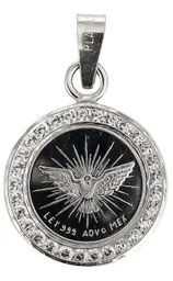 Dije Medalla Espíritu Santo Plata Ley .999 con Zirconia - Imagen 1