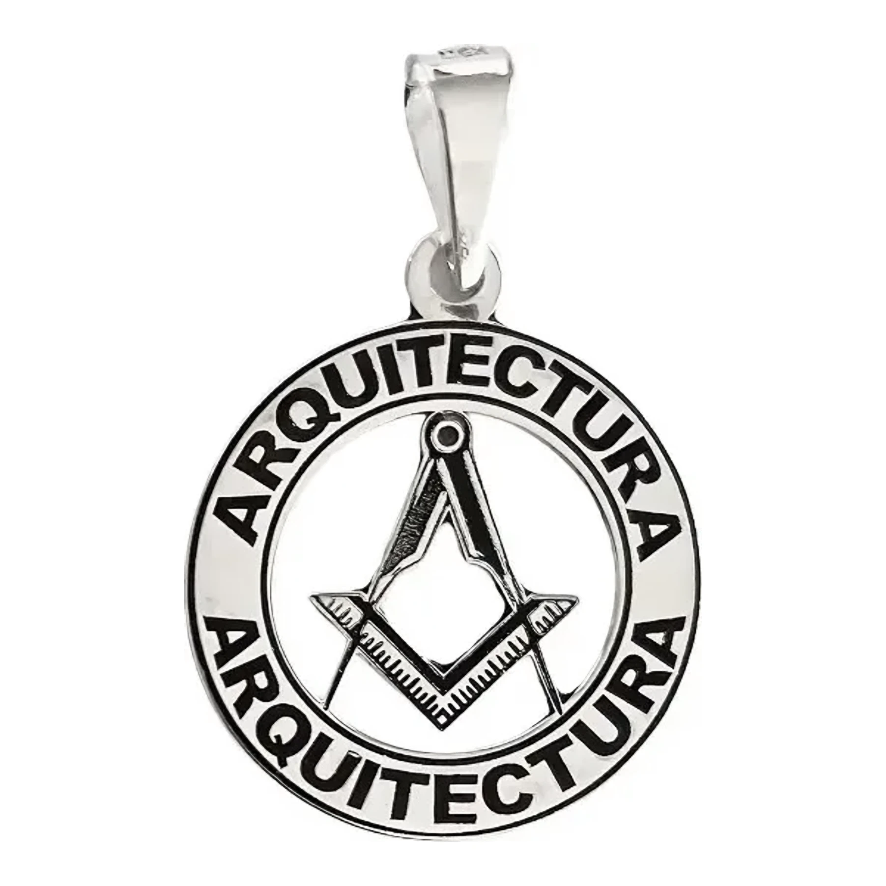 Dije medalla Graduación Arquitectura Plata 925 pulida, diseño geométrico. Charm arquitectura artesanal mexicano, ideal como r