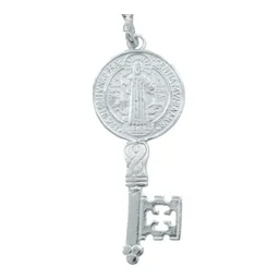 Dije Medalla Llave San Benito Plata 925 Doble Vista Protección - Imagen 2
