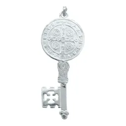 Dije Medalla Llave San Benito Plata 925 Doble Vista Protección - Imagen 4