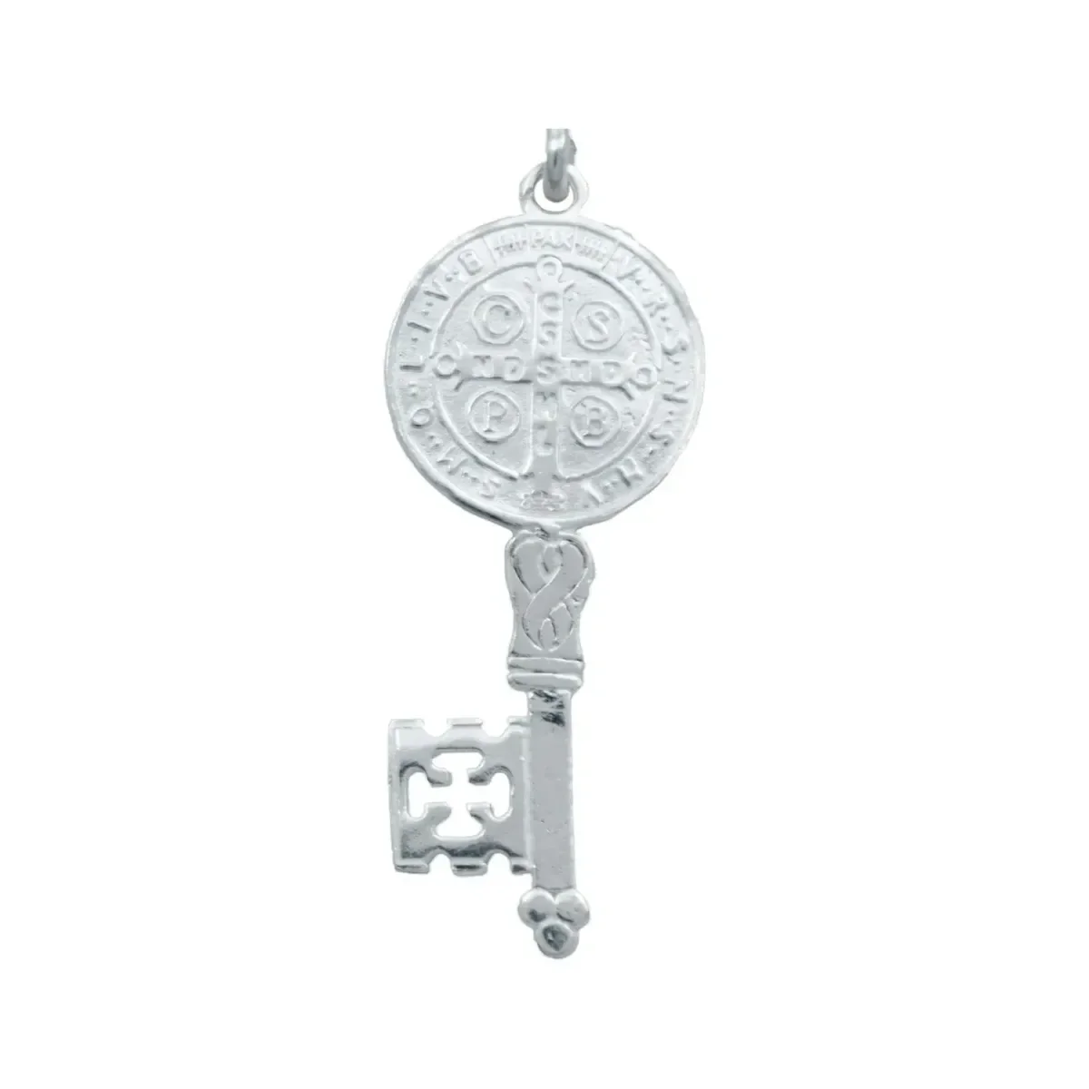 Dije Medalla Llave San Benito Plata 925 Doble Vista Protección - Imagen 4